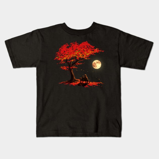 Autumn Moon Kids T-Shirt by nicebleed